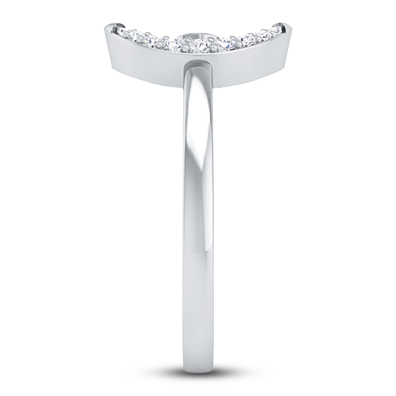 Main Image 2 of Diamond Open Moon Wrap Ring 1/10 ct tw Round 14K White Gold