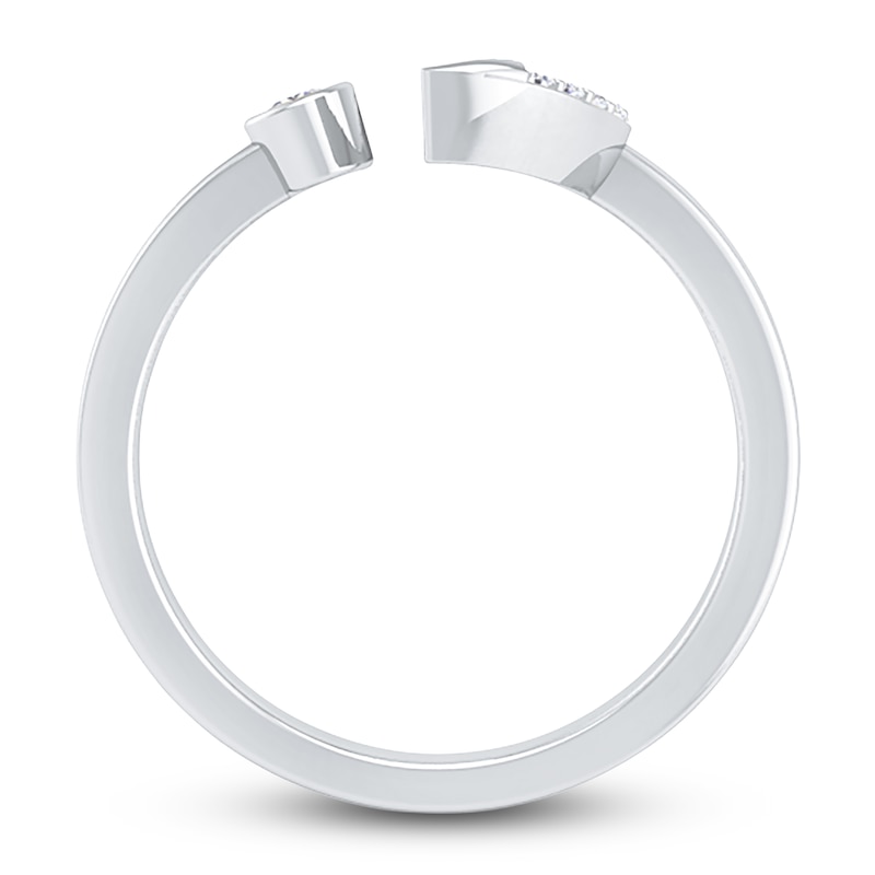 Main Image 4 of Diamond Open Moon Wrap Ring 1/10 ct tw Round 14K White Gold