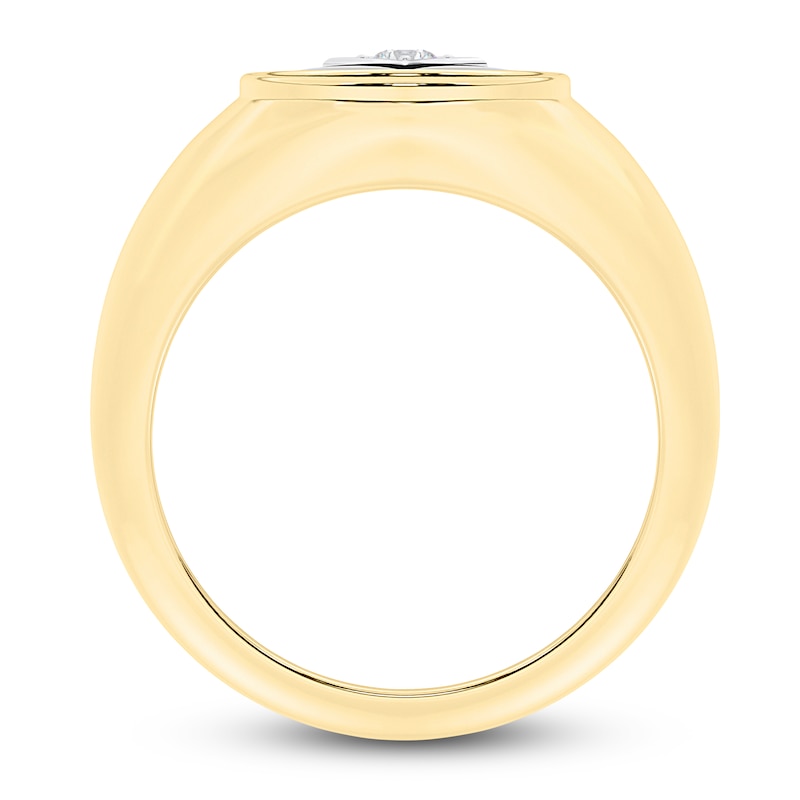Main Image 4 of Men's Natural Onyx Ring 1/10 ct tw Diamonds 14K Yellow Gold