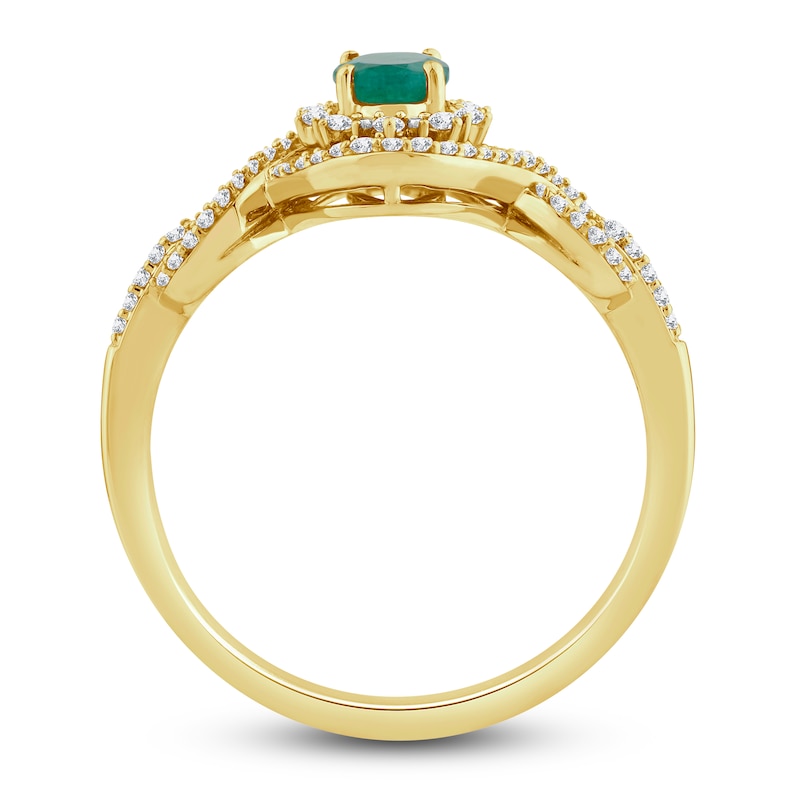Natural Emerald Ring 1/5 ct tw Diamonds 14K Yellow Gold | Jared