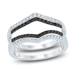 Black & White Diamond Anniversary Enhancer Band 3/8 ct tw Round 14K White Gold