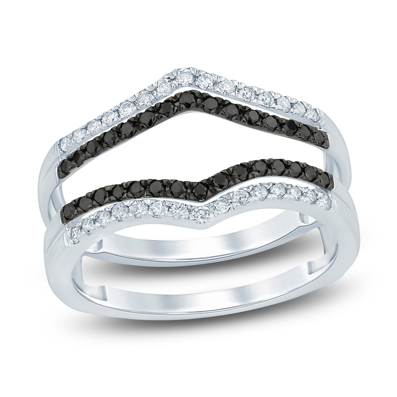 Main Image 1 of Black & White Diamond Anniversary Enhancer Band 3/8 ct tw Round 14K White Gold
