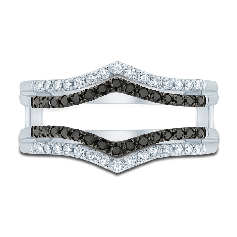 Main Image 3 of Black & White Diamond Anniversary Enhancer Band 3/8 ct tw Round 14K White Gold