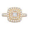 Thumbnail Image 3 of Diamond Halo Engagement Ring 1-1/2 ct tw Princess/Round 14K Yellow Gold