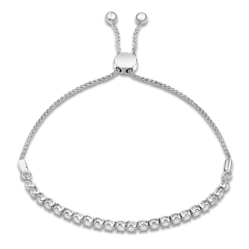 Main Image 1 of Lab-Grown Diamond Line Bolo Bracelet 1 ct tw 14K White Gold
