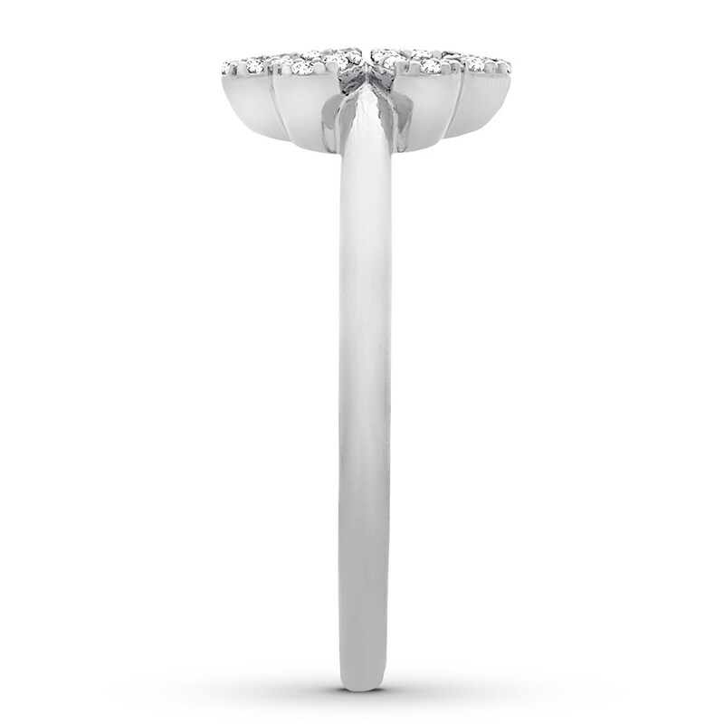 Main Image 3 of Diamond Clover Ring 1/6 ct tw Round 14K White Gold