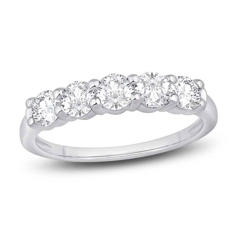 Main Image 1 of Diamond 5-Stone Anniversary Band 1 ct tw Round 14K White Gold