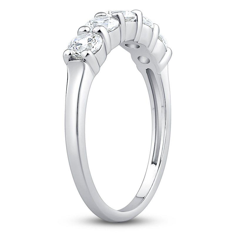 Main Image 2 of Diamond 5-Stone Anniversary Band 1 ct tw Round 14K White Gold