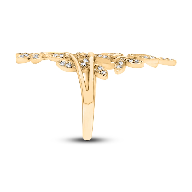 Main Image 2 of Diamond Flower Ring 1/4 ct tw Round 14K Yellow Gold