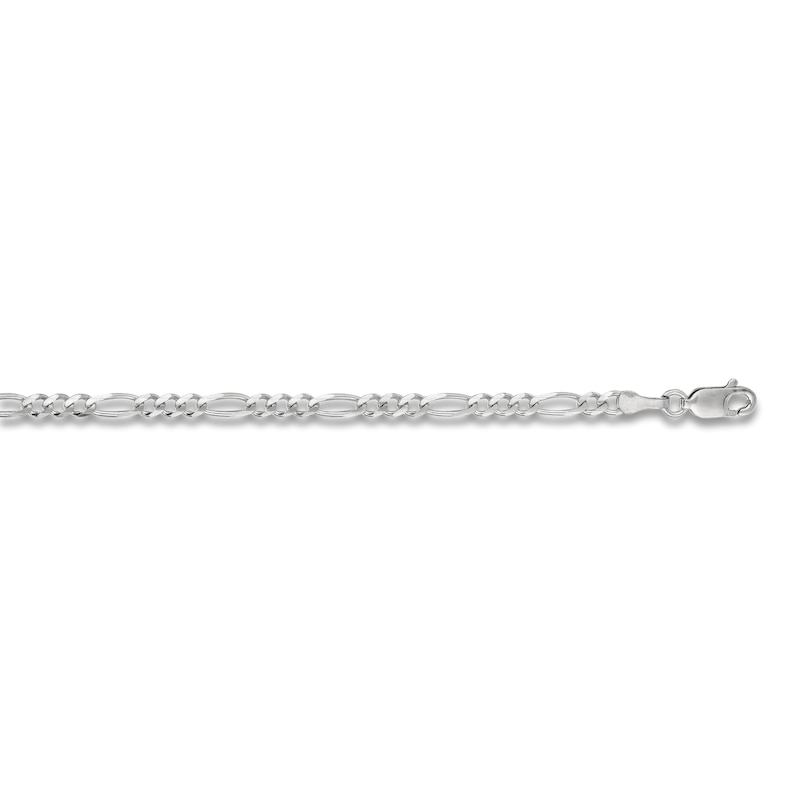 Main Image 2 of Solid Figaro Chain Necklace 14K White Gold 18" 3.0mm