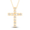 Thumbnail Image 3 of Lab-Grown Diamond Cross Pendant Necklace 5-1/2 ct tw Round 14K Yellow Gold