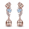 Thumbnail Image 1 of Natural Morganite, Natural Aquamarine & Diamond Drop Earrings 1/6 ct tw 14K Rose Gold