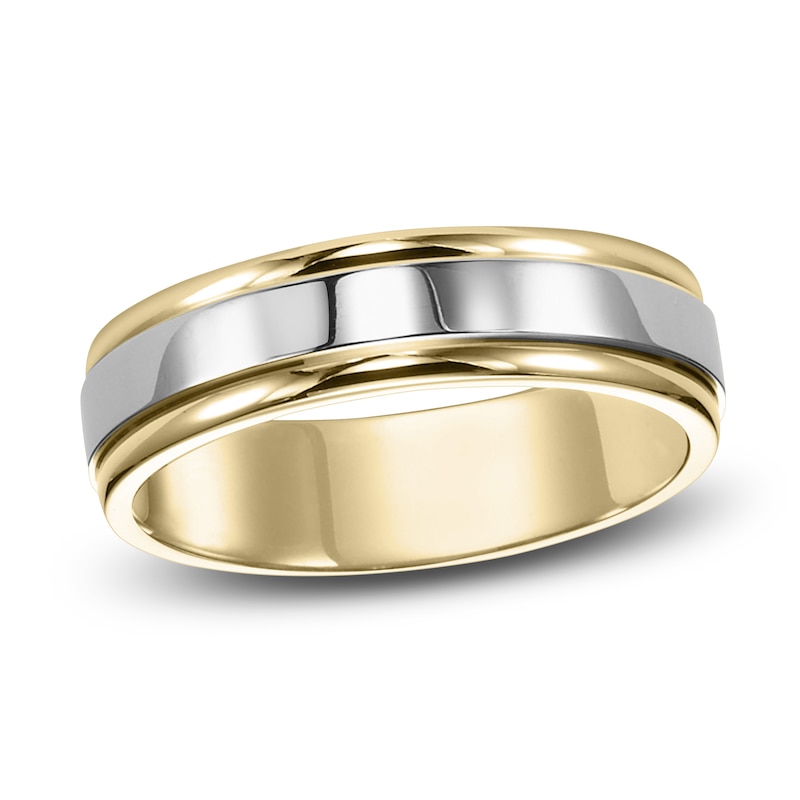 Main Image 1 of High-Polish Wedding Band 14K Two-Tone Gold 6.0mm