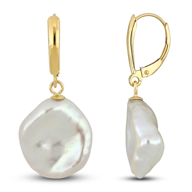 Freshwater Cultured Pearl Drop Earrings 14K Yellow Gold