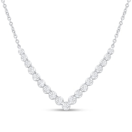 Diamond V Necklace 1-1/2 ct tw 14K White Gold 18"