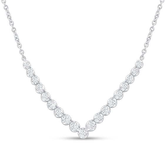 Jared Signature Diamond V Necklace 1-1/2 ct tw 14K White Gold 18"