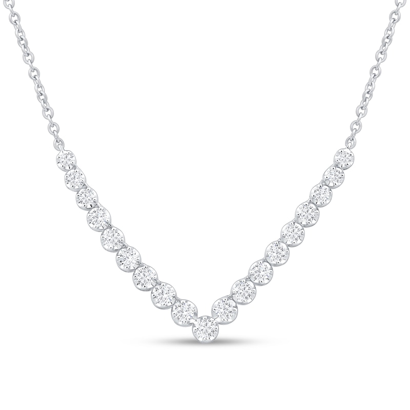 Main Image 1 of Diamond V Necklace 1-1/2 ct tw 14K White Gold 18"