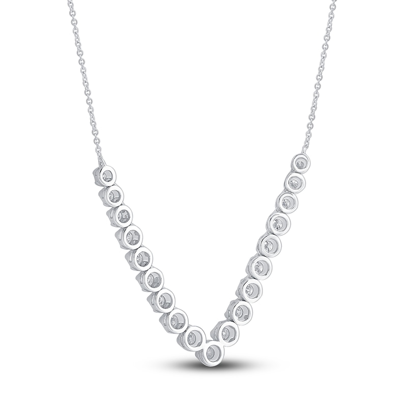 Main Image 3 of Diamond V Necklace 1-1/2 ct tw 14K White Gold 18"