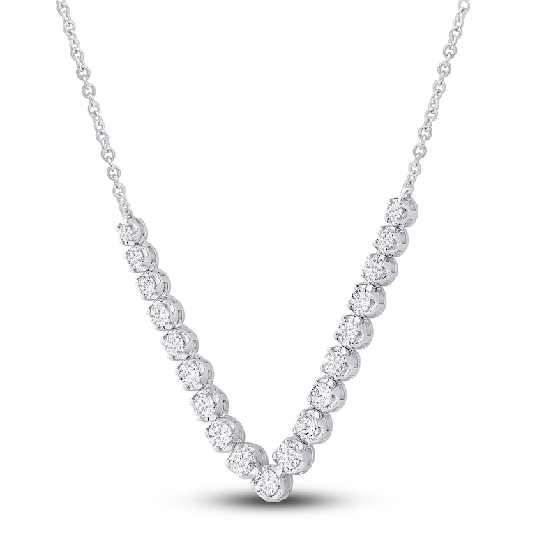 Main Image 4 of Diamond V Necklace 1-1/2 ct tw 14K White Gold 18"