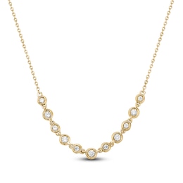 Brilliant Moments Bezel-Set Diamond Smile Necklace 1/3 ct tw 14K Yellow Gold 18"