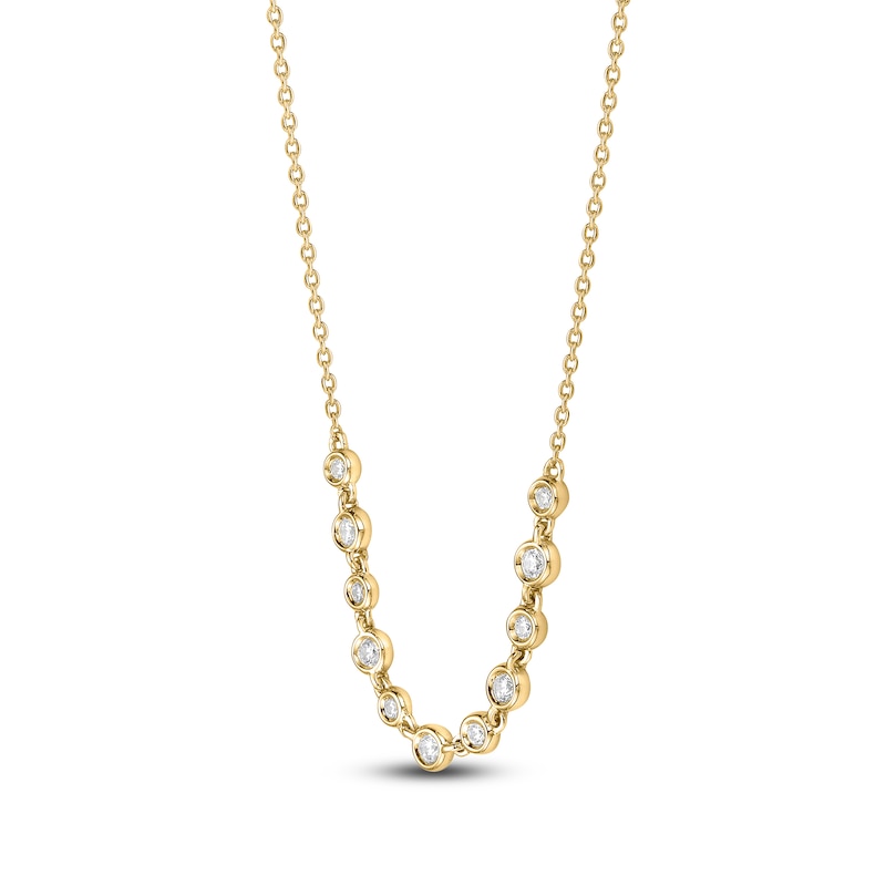 Main Image 2 of Brilliant Moments Bezel-Set Diamond Smile Necklace 1/3 ct tw 14K Yellow Gold 18"