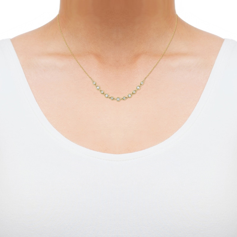 Main Image 4 of Brilliant Moments Bezel-Set Diamond Smile Necklace 1/3 ct tw 14K Yellow Gold 18"