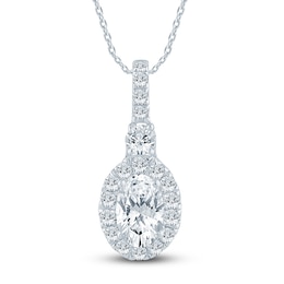 Pnina Tornai Oval & Round Diamond Pendant Necklace 3/4 ct tw 14K White Gold