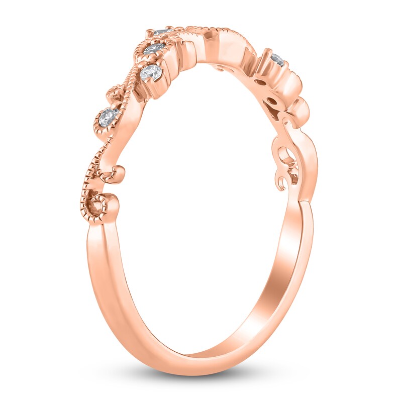 Main Image 2 of Diamond Milgrain Swirl Anniversary Ring 1/10 ct tw 14K Rose Gold