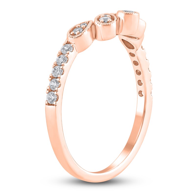Main Image 2 of Diamond Milgrain Leaf Anniversary Ring 1/4 ct tw 14K Rose Gold