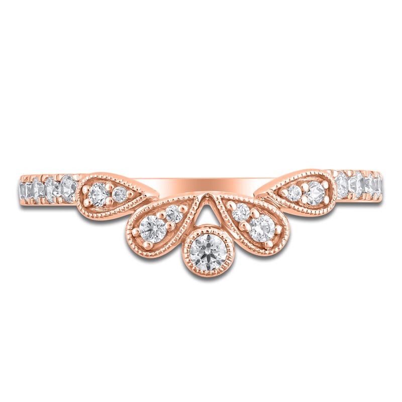 Main Image 3 of Diamond Milgrain Leaf Anniversary Ring 1/4 ct tw 14K Rose Gold