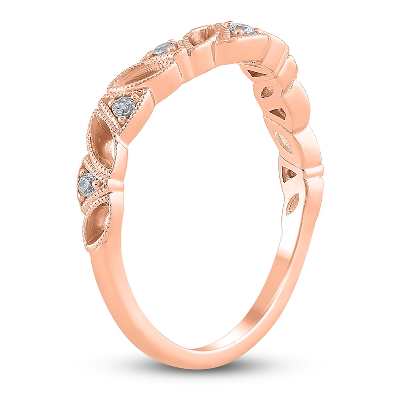 Main Image 2 of Diamond Milgrain Leaf Anniversary Ring 1/10 ct tw 14K Rose Gold