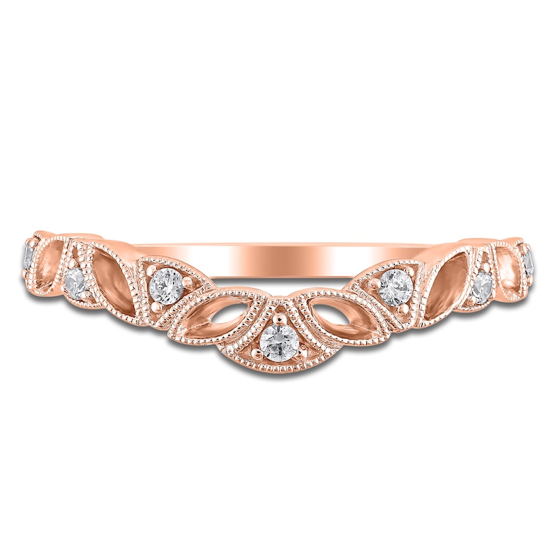 Main Image 3 of Diamond Milgrain Leaf Anniversary Ring 1/10 ct tw 14K Rose Gold