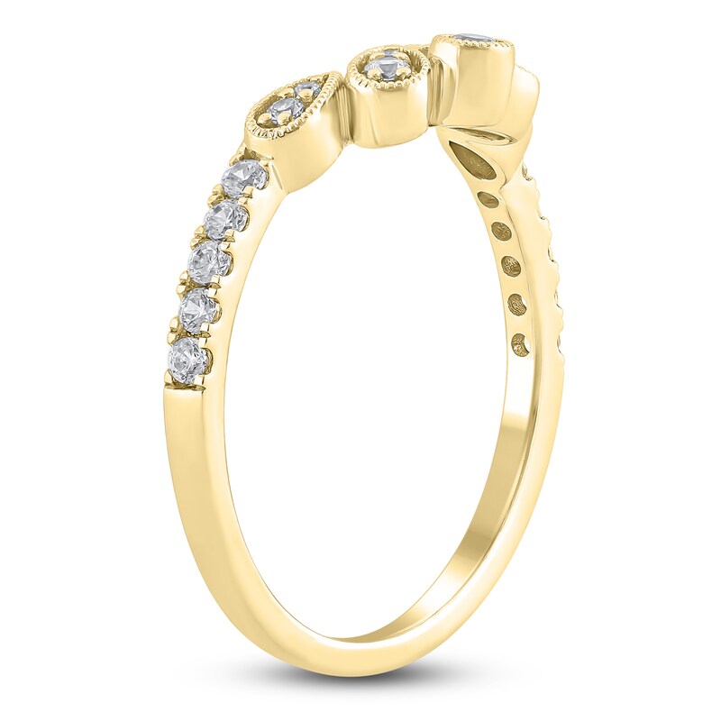 Main Image 2 of Diamond Milgrain Leaf Anniversary Ring 1/4 ct tw 14K Yellow Gold