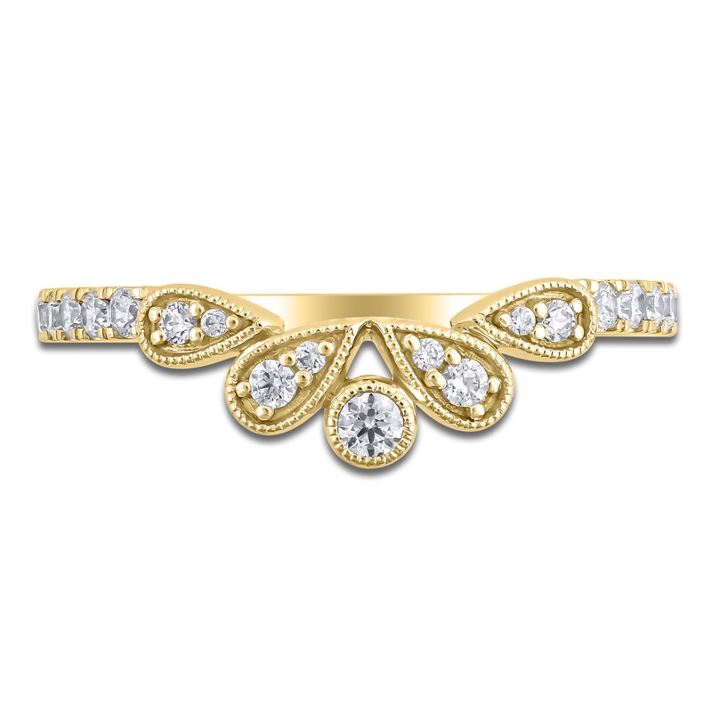 Main Image 3 of Diamond Milgrain Leaf Anniversary Ring 1/4 ct tw 14K Yellow Gold