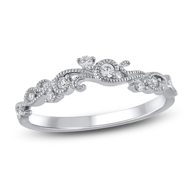 Main Image 1 of Diamond Milgrain Swirl Anniversary Ring 1/10 ct tw 14K White Gold