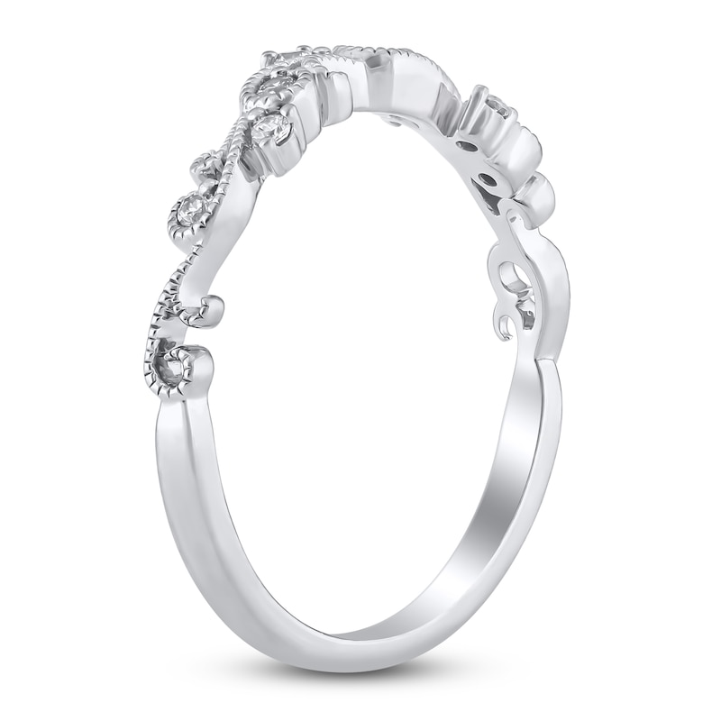 Main Image 2 of Diamond Milgrain Swirl Anniversary Ring 1/10 ct tw 14K White Gold