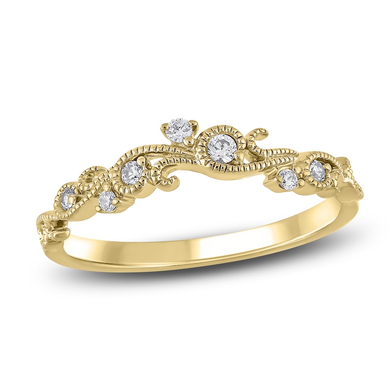 Main Image 1 of Diamond Milgrain Swirl Anniversary Ring 1/10 ct tw 14K Yellow Gold
