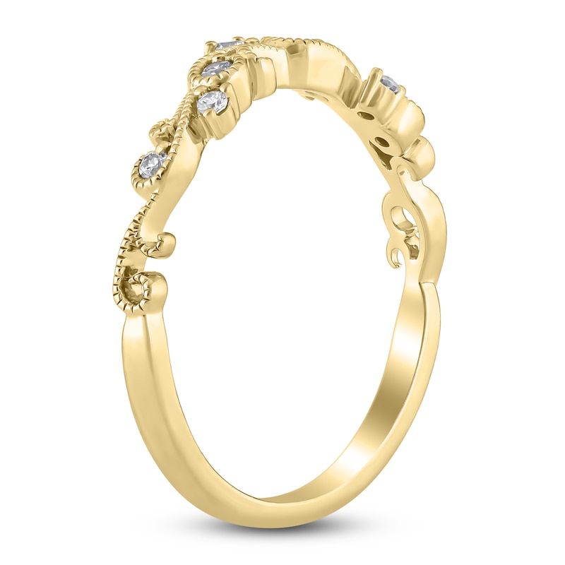 Main Image 2 of Diamond Milgrain Swirl Anniversary Ring 1/10 ct tw 14K Yellow Gold