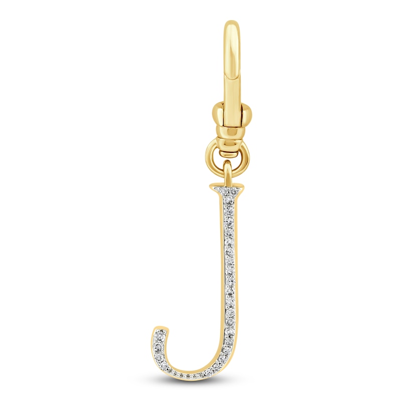 Main Image 1 of Charm'd by Lulu Frost Diamond Letter J Charm 1/15 ct tw Pavé Round 10K Yellow Gold