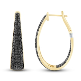 Pnina Tornai Diamond Hoop Earrings 2 ct tw Round 14K Yellow Gold