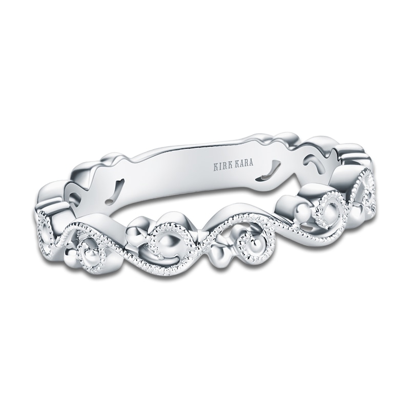 Main Image 1 of Kirk Kara Lace Milgrain Wedding Band 18K White Gold