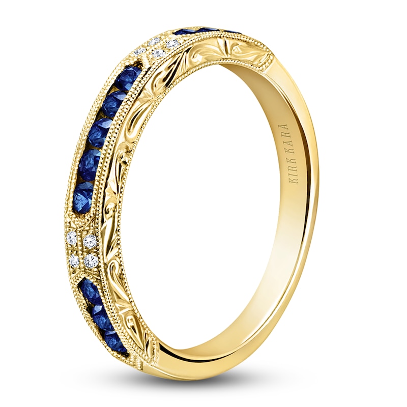 Main Image 2 of Kirk Kara Natural Blue Sapphire & Diamond Accent Wedding Band 18K Yellow Gold