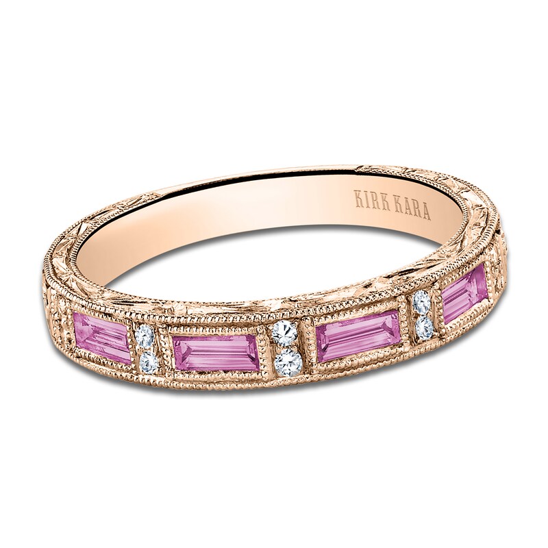 Kirk Kara Natural Pink Sapphire & Diamond Wedding Band 1/20 ct tw 18K Rose Gold