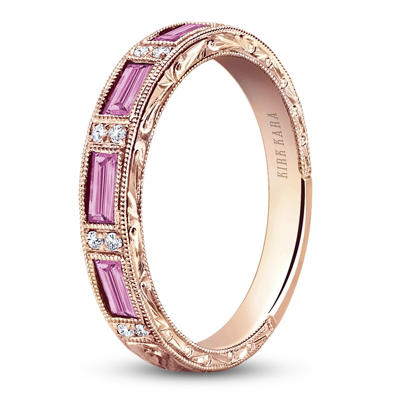 Main Image 2 of Kirk Kara Natural Pink Sapphire & Diamond Wedding Band 1/20 ct tw 18K Rose Gold