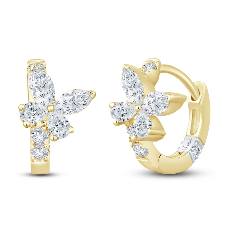 Main Image 2 of Pnina Tornai Pear, Round & Marquise-Cut Diamond Butterfly Hoop Earrings 5/8 ct tw 14K Yellow Gold