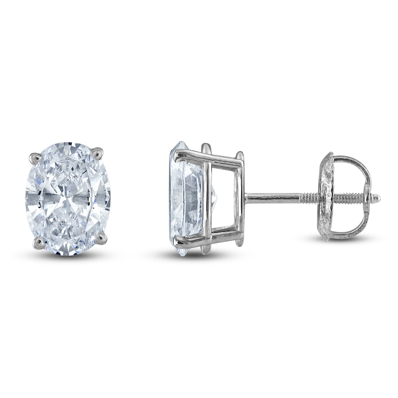Main Image 1 of Oval-Cut Lab-Grown Diamond Solitaire Stud Earrings 1-1/4 ct tw 14K White Gold (F/SI2)