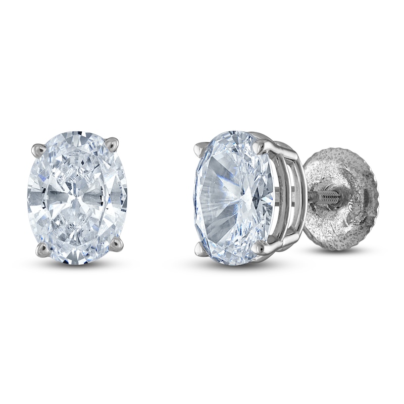 Main Image 2 of Oval-Cut Lab-Grown Diamond Solitaire Stud Earrings 1-1/4 ct tw 14K White Gold (F/SI2)