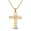 Thumbnail Image 1 of 1933 by Esquire Men's Diamond Cross Necklace 1/4 ct tw 14K Yellow Gold Plated Sterling Silver 22"