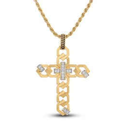 1933 by Esquire Men's Diamond Cross Necklace 1/4 ct tw 14K Yellow Gold Plated Sterling Silver 22"