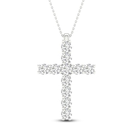 Lab-Grown Diamond Cross Necklace 1 ct tw 14K White Gold 18"